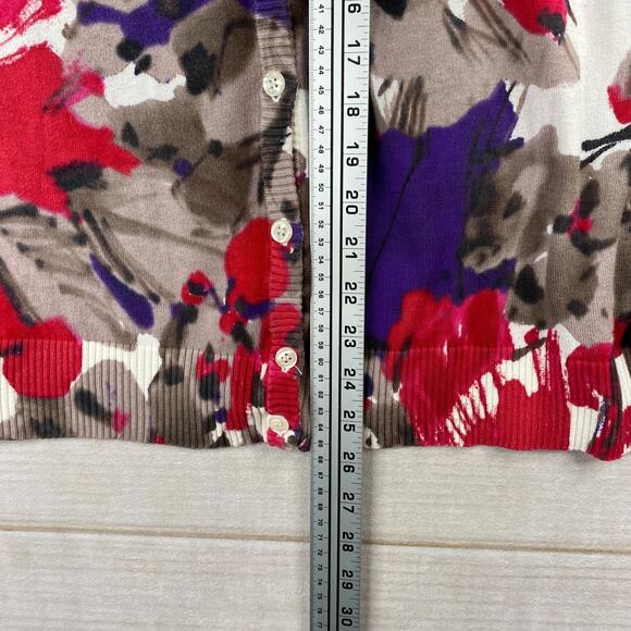 Lane Bryant Cardigan Sweater Womens 14/16 Multicolor Floral Button V-Neck Knit - Picture 6 of 9